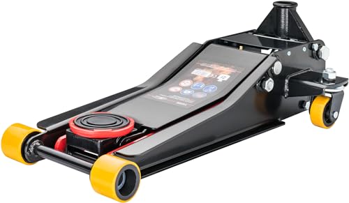 ViGOR Hydraulik Rangier-Wagenheber V6028 – Turbo-Lift, Stahlkorpus, ideal für Radwechsel & Fahrzeugreparaturen, rot-schwarz