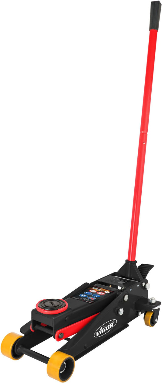 Vigor Hydraulik-Rangier-Wagenheber (Belastbarkeit: bis zu 3 t, Gewicht: 31 kg) V6029, Schwarz-Rot, bis 3 Tonnen