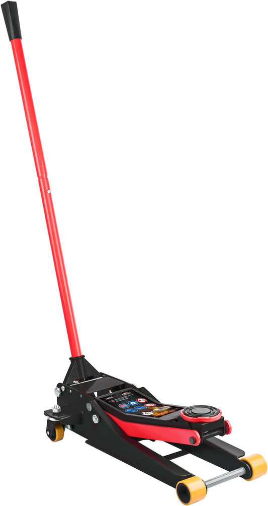 ViGOR Hydraulik Rangier-Wagenheber V6028 – Turbo-Lift, Stahlkorpus, ideal für Radwechsel & Fahrzeugreparaturen, rot-schwarz