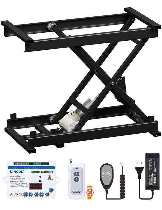DIHOOL Scherenhubtisch Elektrisch scherenhebebühne kfz hebebühne DIY hubtisch(150kg Tragkraft,485mm Hubhöhe)