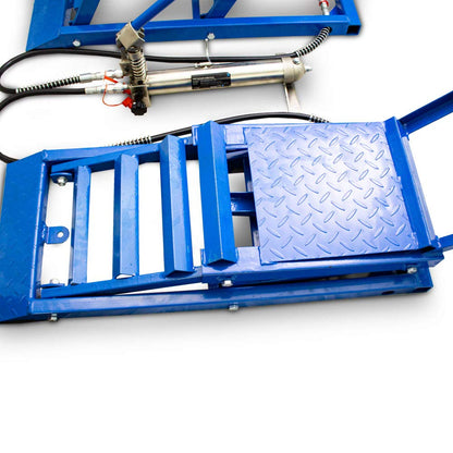 BITUXX® 2er Set hydraulische Auffahrrampen für PKW – höhenverstellbar, Wartungsrampe, Hebebühne, blau