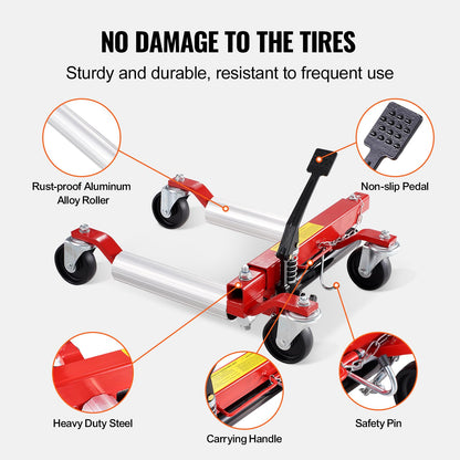VEVOR Radwagen 2 Stk., 680 kg Belastung pro Wagen, 360° drehbare Räder, Schwerlast-Hydraulikwagenheber für Autos, SUVs, Pick-ups