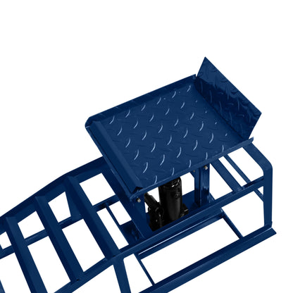 2X hydraulische Auffahrrampen Set 3T (3000kg) – höhenverstellbar 270-390mm, 34x26cm Plattform, max. Reifenbreite 245mm, blauer Stahl